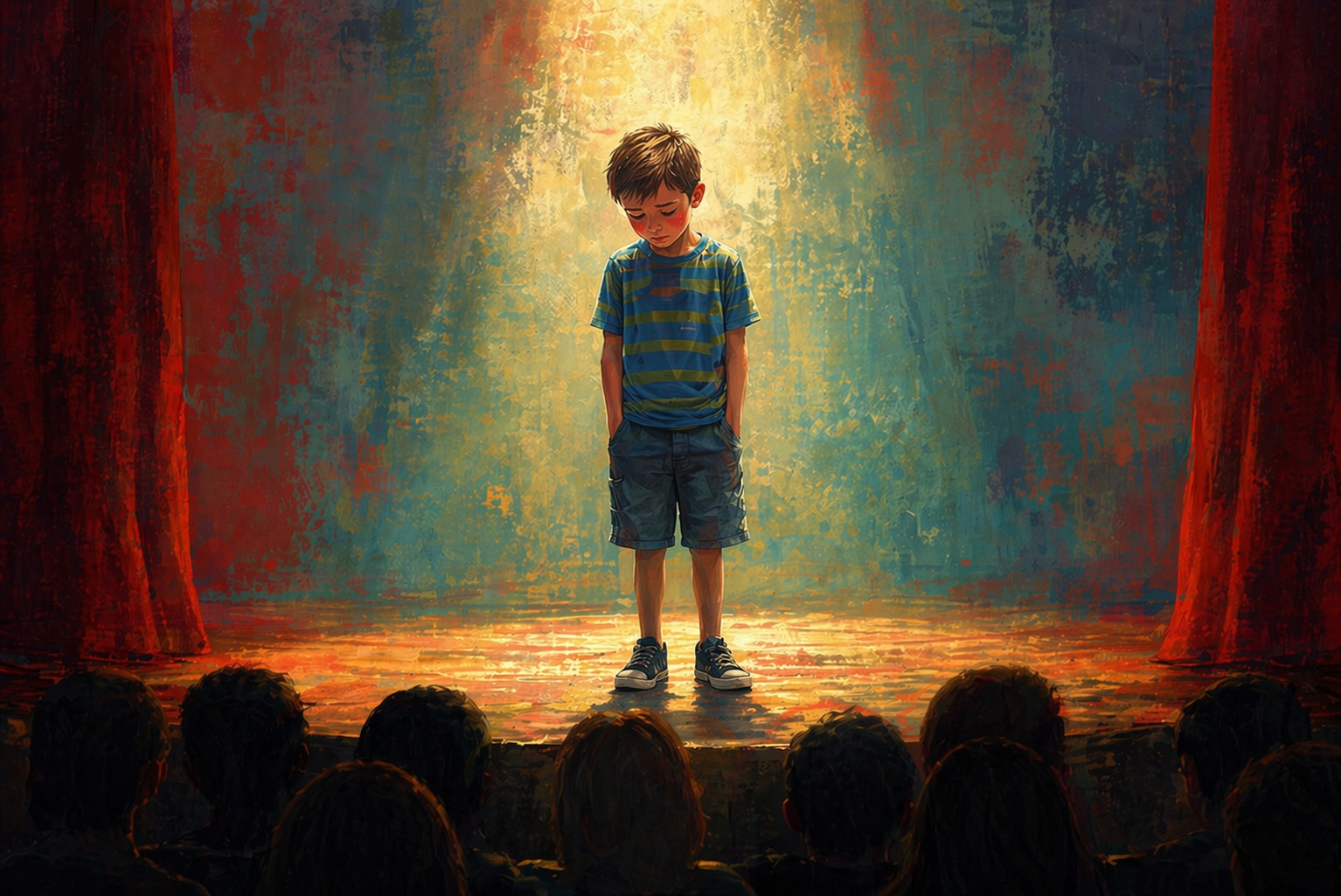 A person blushing during a social gathering, showing feelings of embarrassment