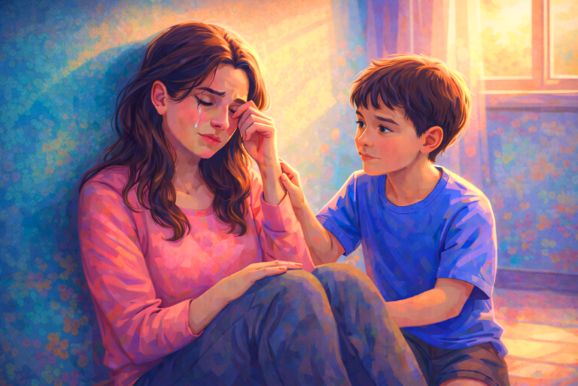 Person reflecting on emotional behavior and meaning connected to i feel guilty for being sad in front of