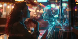 Individual contemplating the emotional significance of choosing AI companions over friends