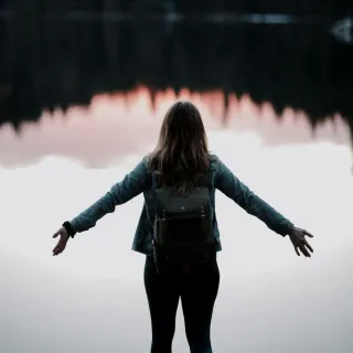 Individual practicing self-reflection to enhance self-worth without relationship reliance