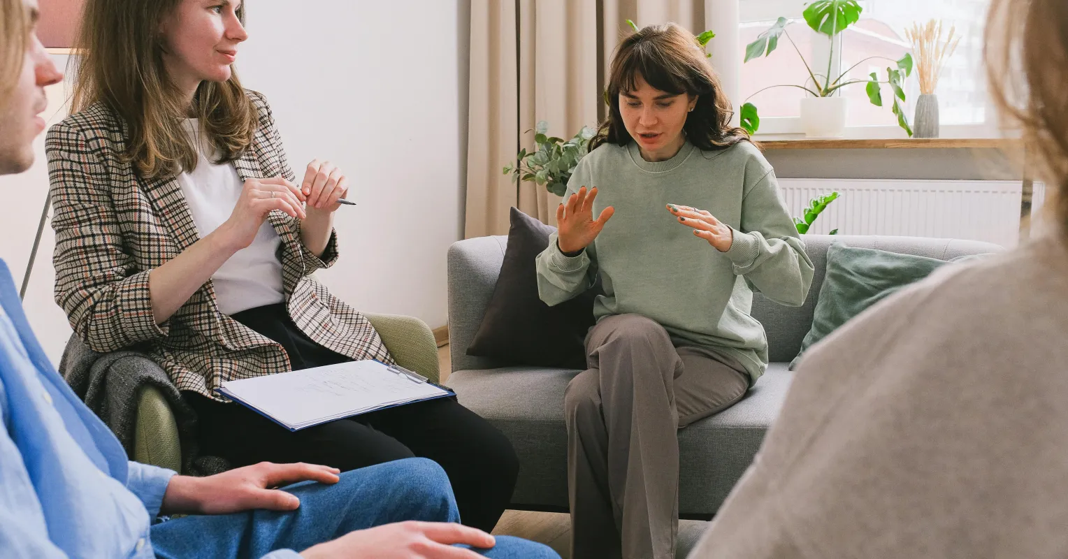 An engaged couple sharing deep thoughts during a meaningful conversation about emotional fulfillment