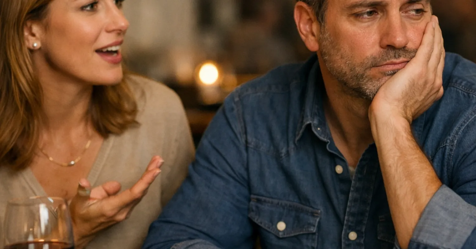 Couple experiencing emotional distance after a long, stressful workday.