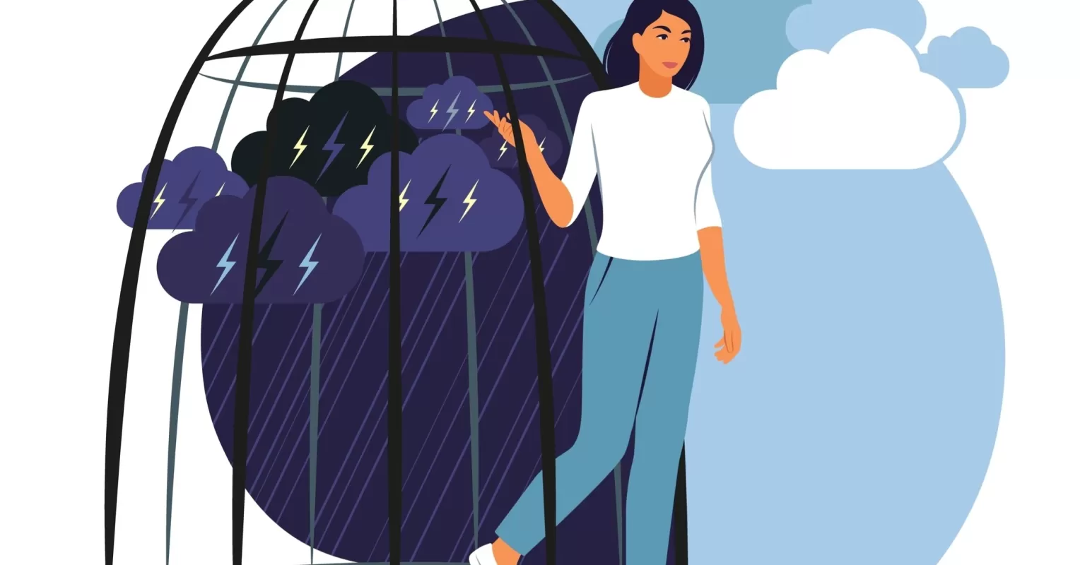 Woman taking a hopeful step towards rebuilding self-esteem after an abusive relationship