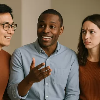 An individual thoughtfully considering a passive-aggressive comment in a conversation