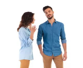 A couple discussing emotions while addressing accusations of unforgiving behavior