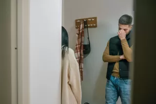 Couple experiencing emotional tension during a difficult racial conversation