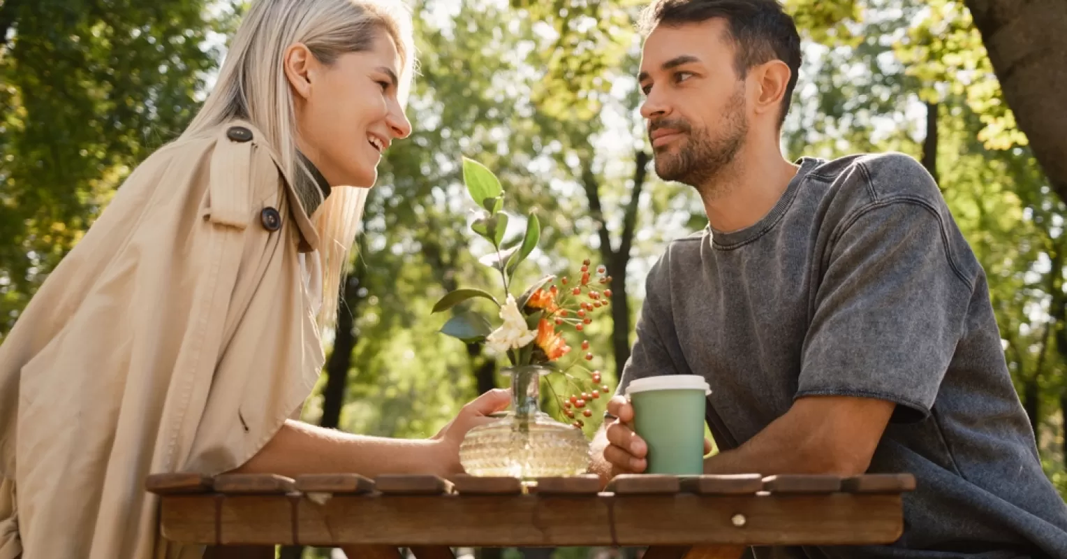 Couple having a serious conversation about feeling overwhelmed in their relationship