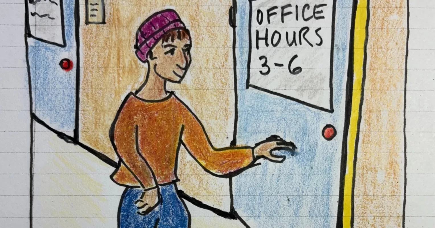 Student feeling isolated while observing a group of peers socializing in college