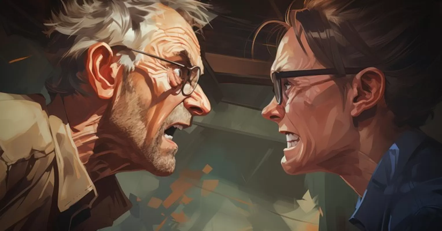 Couple expressing frustration during a difficult conversation about underlying fears in their relationship