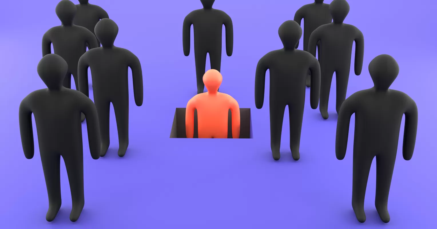 Individual contemplating feelings of guilt linked to another's infidelity in a crowded space