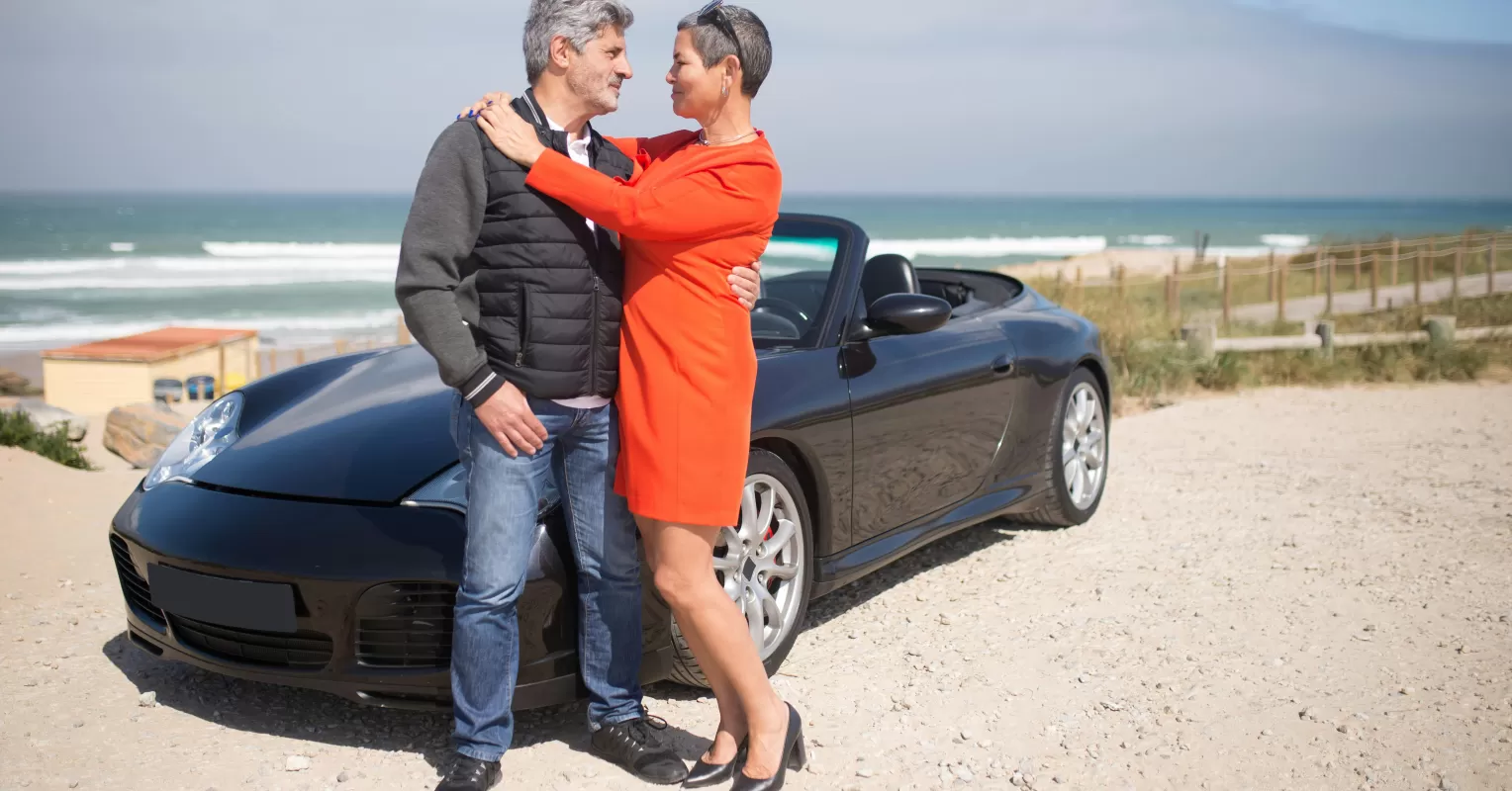 Confident couple enjoying intimacy, reflecting on changes after turning 40