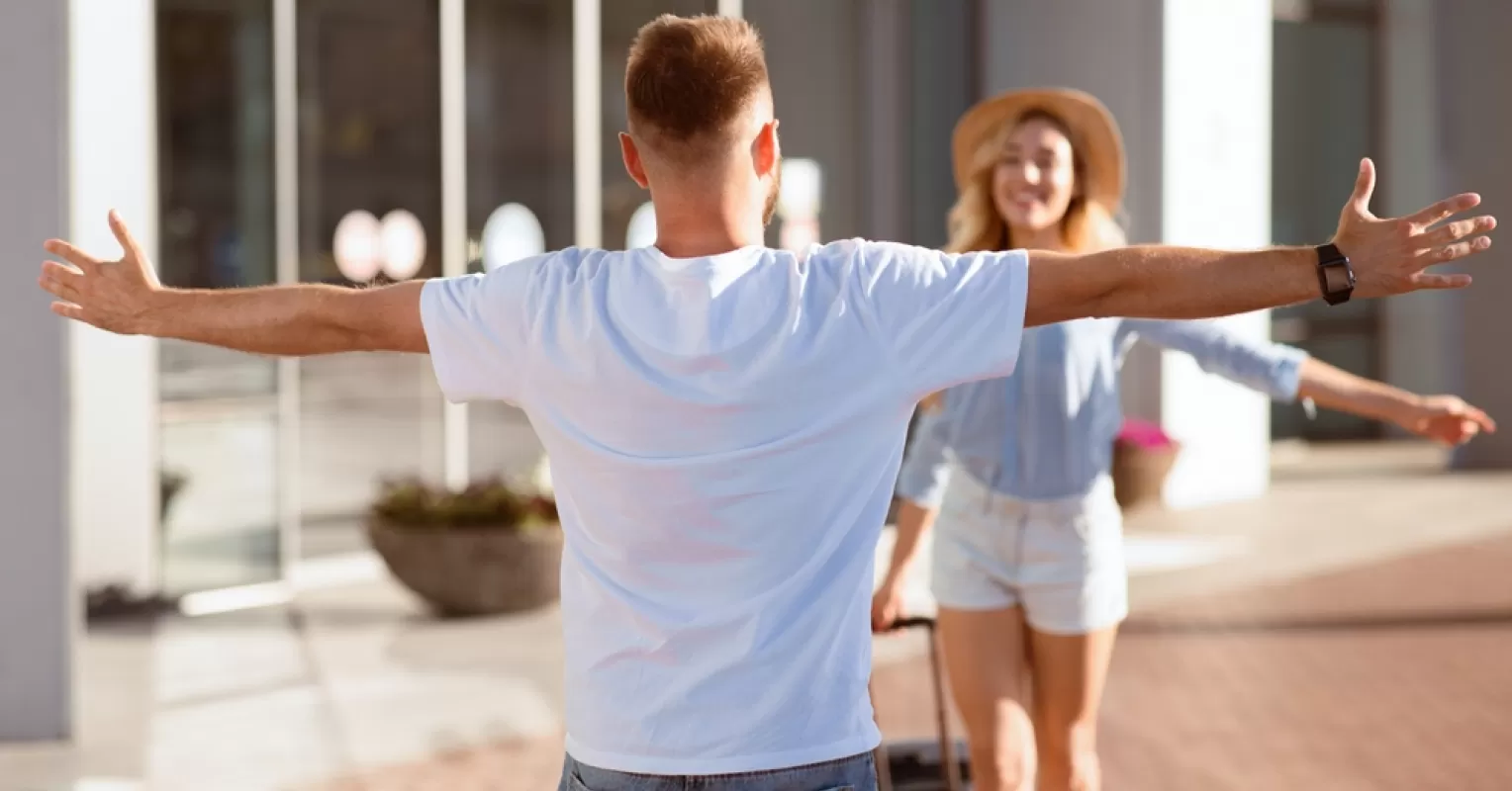 Couple sharing a long hug, experiencing emotional connection and warmth during the embrace