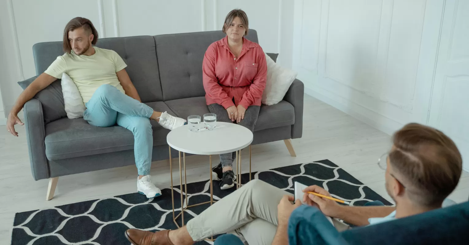 Couple experiencing emotional shifts after a therapy session, reflecting relationship signals.