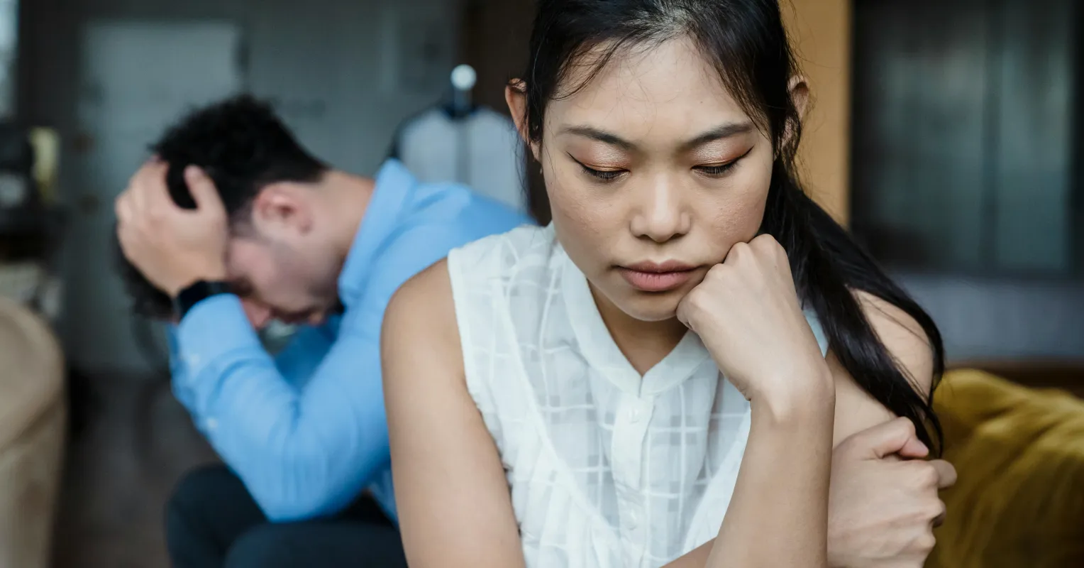 Couple experiencing confusion as one partner pulls away after significant changes