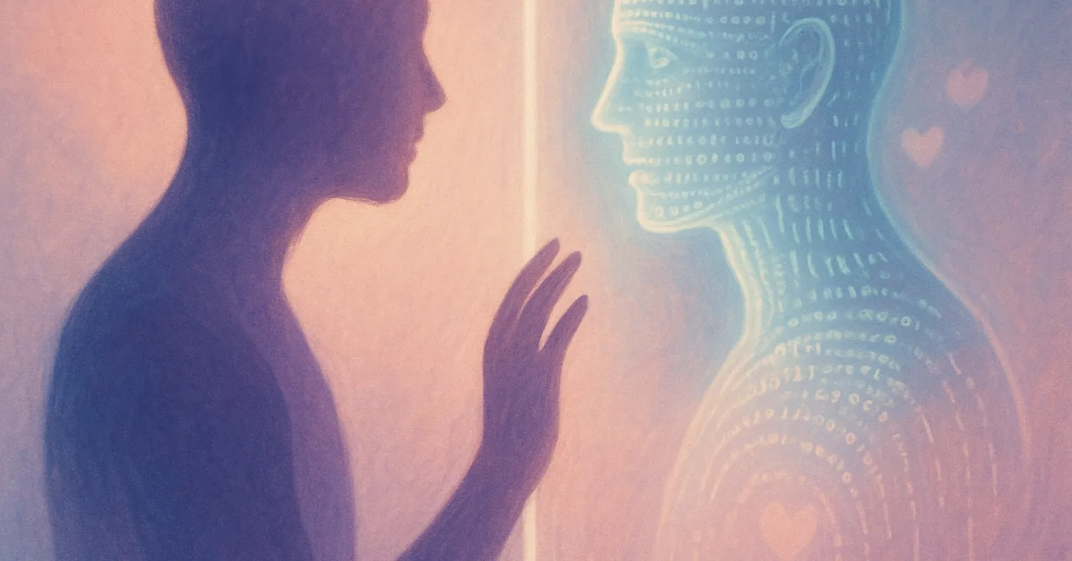 Person reflecting on uncertainty in a relationship connected to i feel more connected to ai than my partner