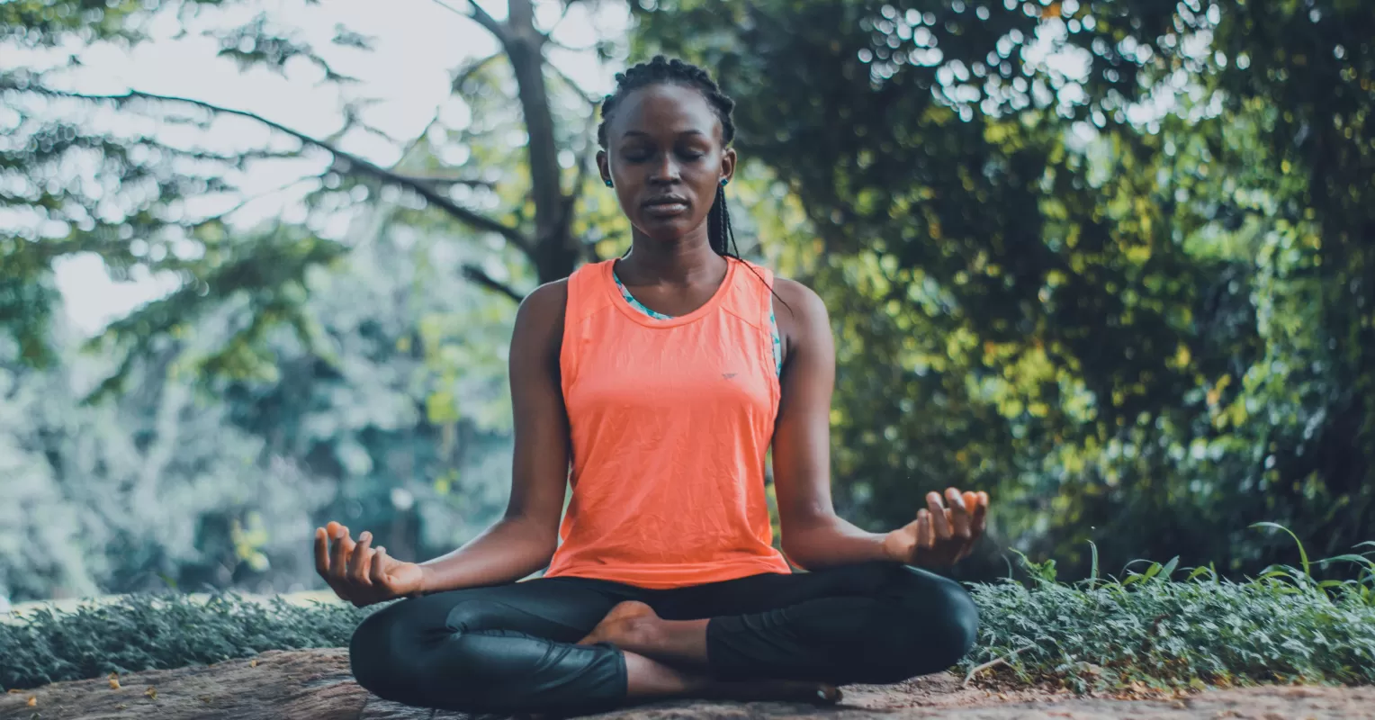 Individual practicing mindfulness to maintain balance amidst chaotic relationship signals