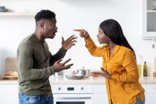 Couple discussing communication challenges related to ADHD and feelings of nagging