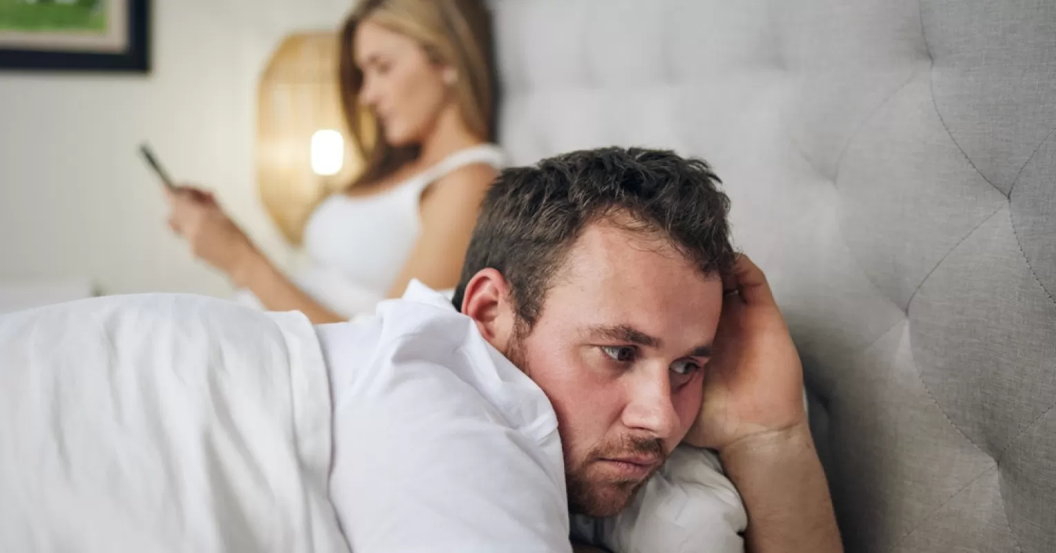Person reflecting on uncertainty in a relationship connected to partner seem more interested in sex than i am