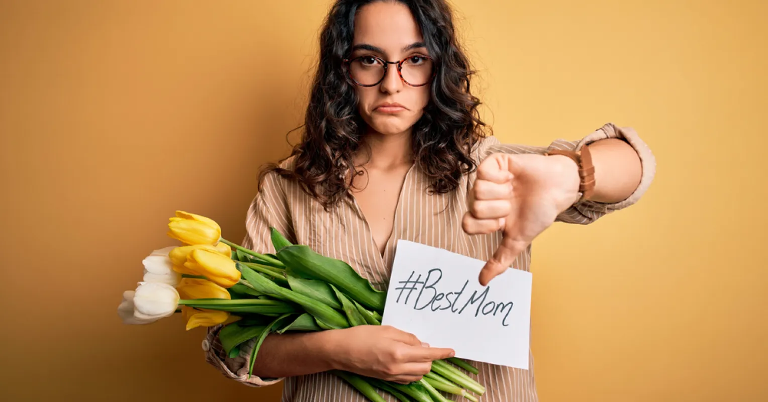 Adult child reflecting on emotional struggles with a narcissistic mother during Mother's Day