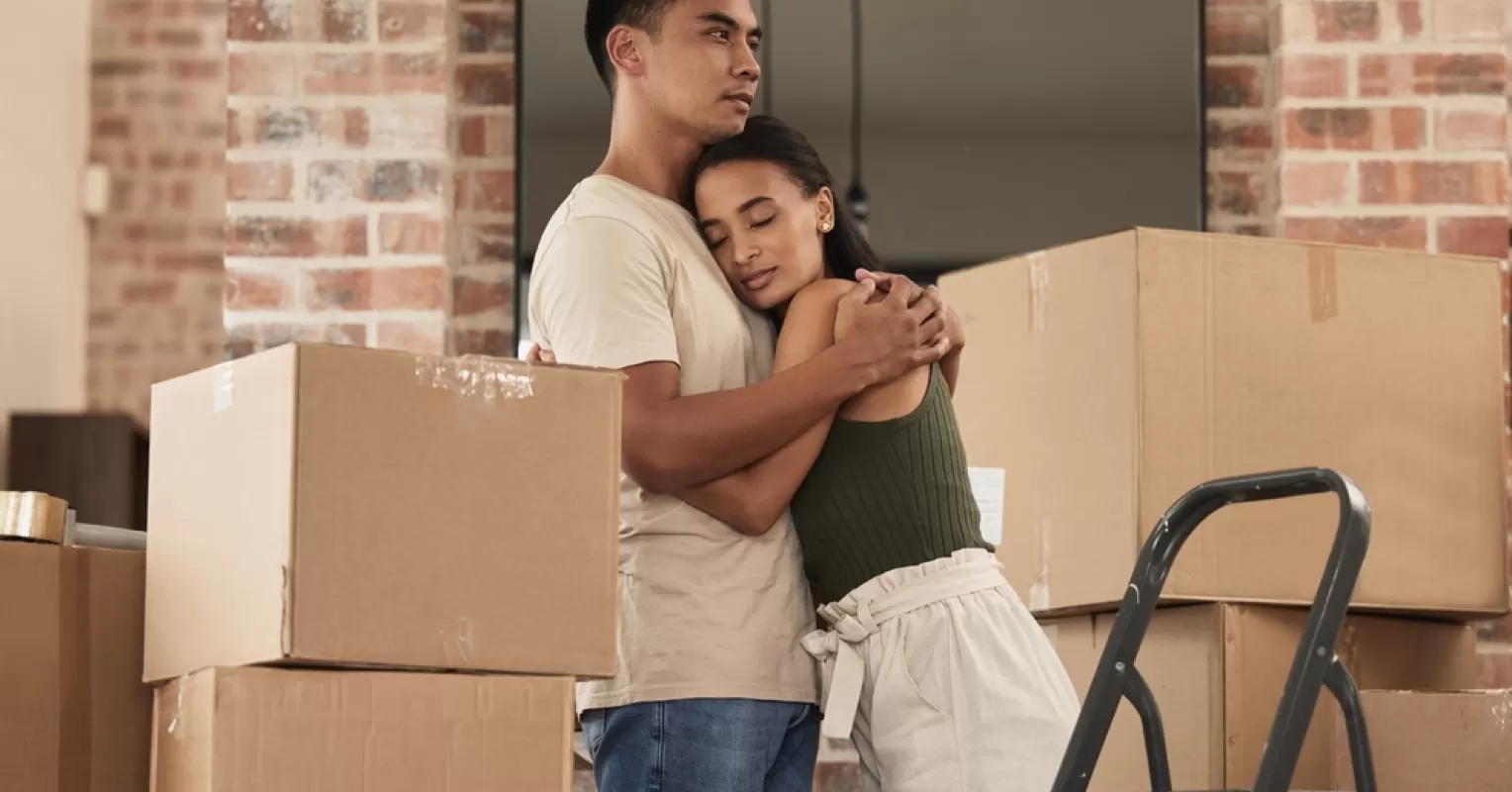 Couple discussing important relationship signals before moving in together